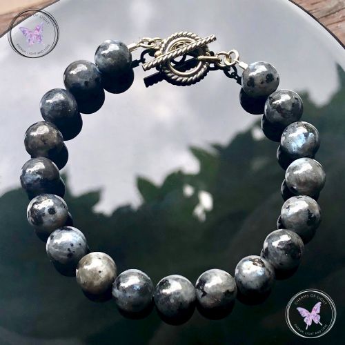 Larvikite Healing Bracelet With Silver Toggle Clasp